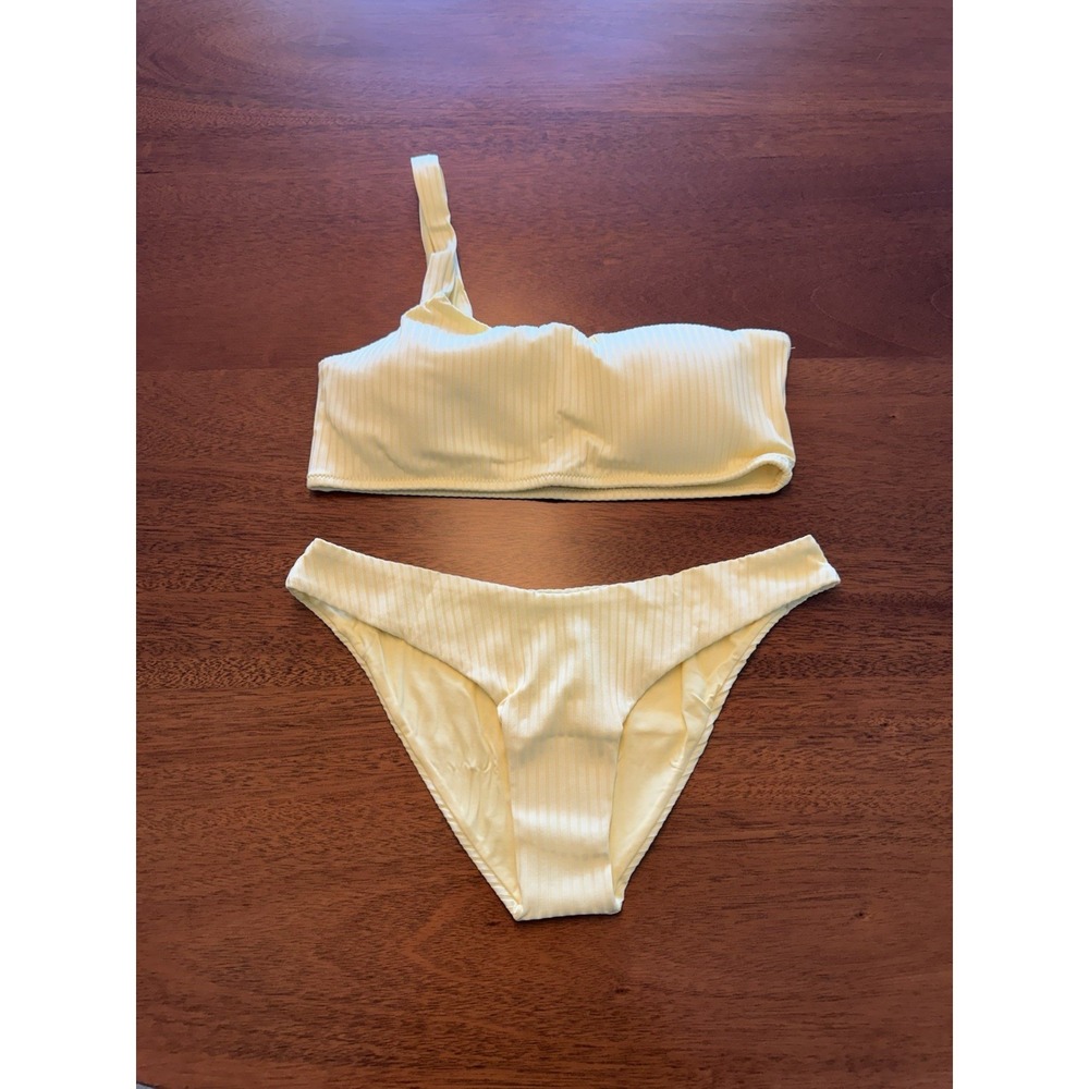 Melissa Odabash Toulouse Ribbed Bikini Set Yellow US 10 UK 14 Swimsuit NWT - Picture 4 of 12